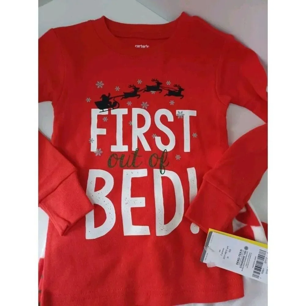 NWT Carter's 2 piece Pajama PJ‎ Set Christmas Holidays Unisex 2T